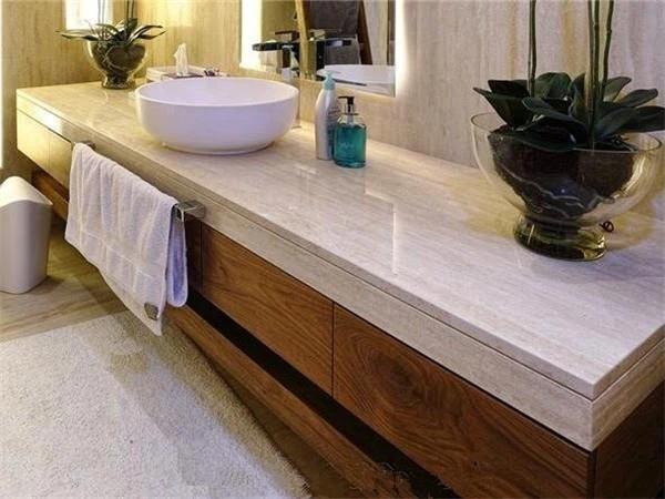 white travertine for vanity