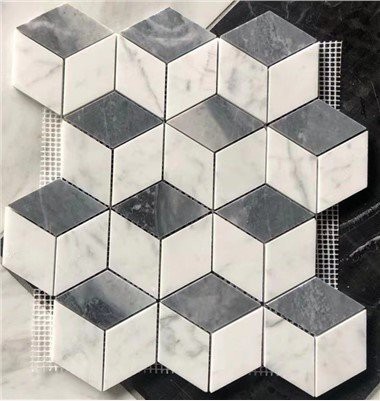 กระเบื้องโมเสคหินอ่อนสีขาวและสีเทา