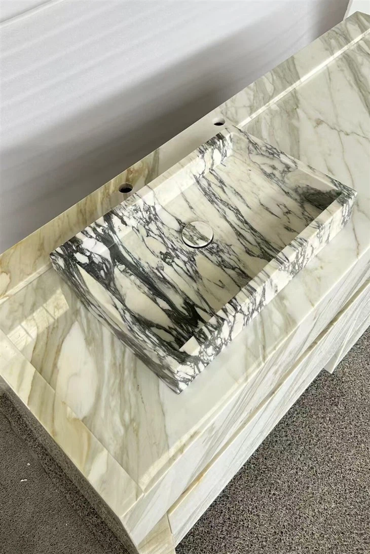 Calacatta Gold Marble Washing Basin with Cabinet
