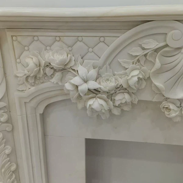 Pure White Marble Stone Fireplace
